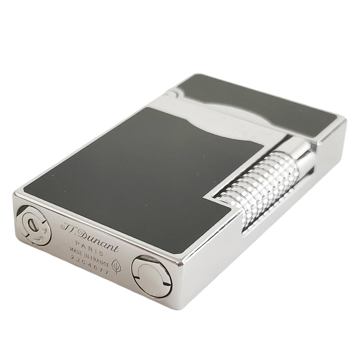 Black Lacquer Silver Lighter, Refillable, Adjustable Soft Flame, Traditional Flame Lighter with Adjustable Flame Dial, Gift for Men Dad Husband Somker