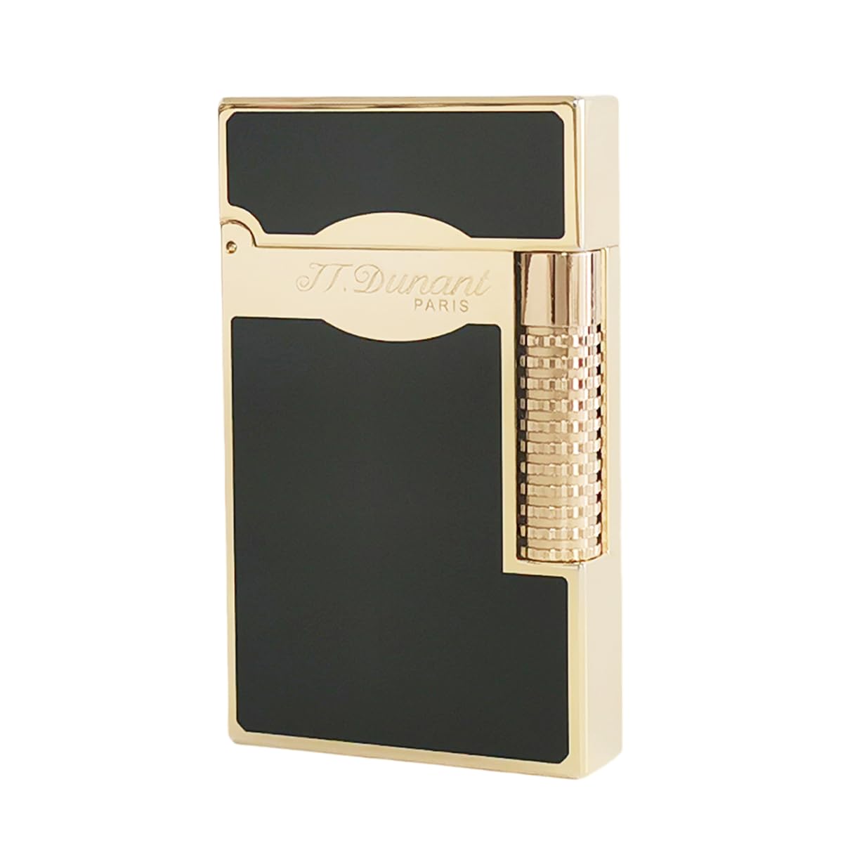 Black Lacquer Silver Lighter, Refillable, Adjustable Soft Flame, Traditional Flame Lighter with Adjustable Flame Dial, Gift for Men Dad Husband Somker