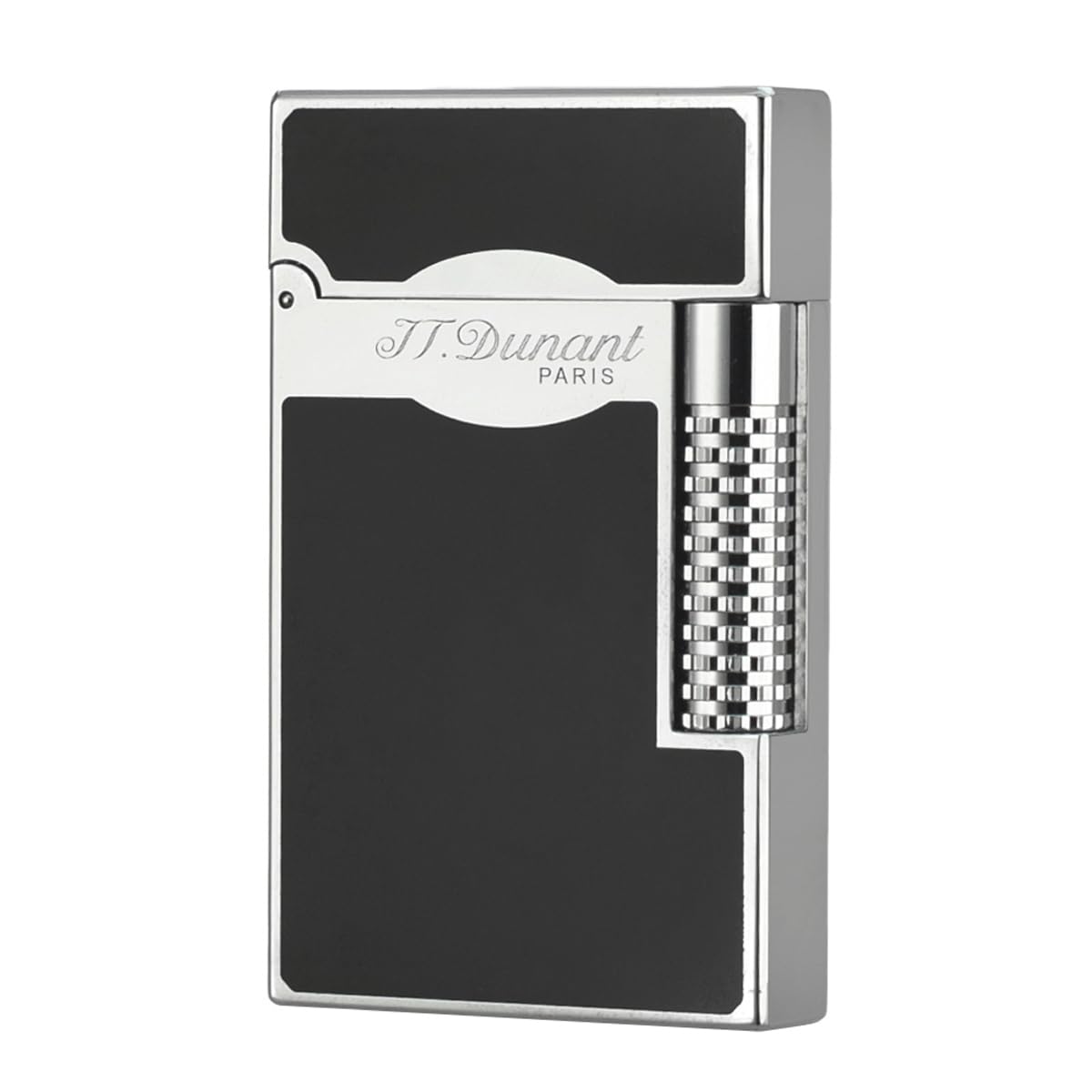Black Lacquer Silver Lighter, Refillable, Adjustable Soft Flame, Traditional Flame Lighter with Adjustable Flame Dial, Gift for Men Dad Husband Somker